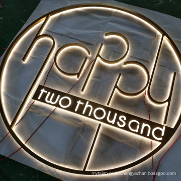 Hight Quality Stainless Steel 3D led Back Light Led Backlit Halo Gold Mirror Letters